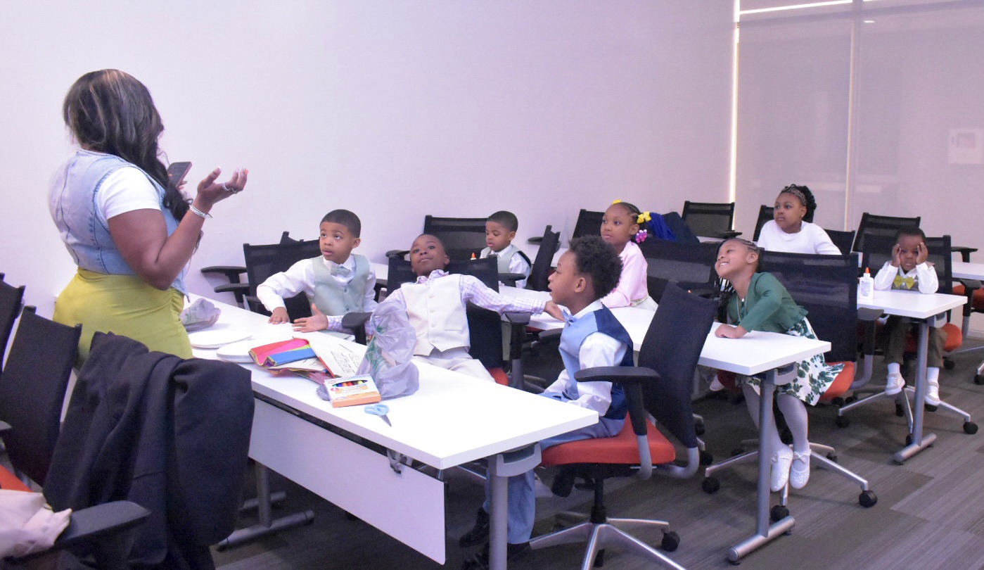 Children sitting inside the classroom
